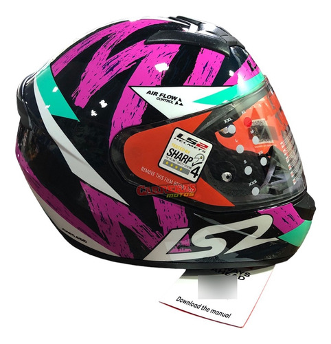 casco integral LS2 FF353 deviant negro/rosado mate